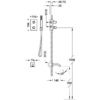 Kit Thermostatique Douche Encastré Or 24K