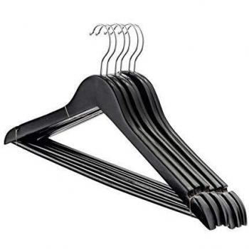 Harbour Housewares Wooden Coat Hanger Bundle – 10 Pieces – Black