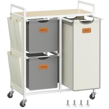 Dove Grey 100L Laundry Basket with Triple Compartments