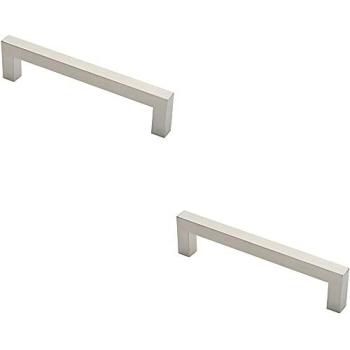 Satin Steel Loops – 2x Square Mitred Door Pulls, 244 × 19 mm, 225 mm Fixing Centres