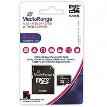Carte mémoire SDHC MediaRange 4 Go + Adaptateur