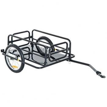 HOMCOM Black Folding Bike Trailer Cargo with Extra Bicycle Storage Carrier
