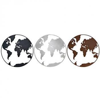 DKD 3‑Piece Metal World Map Wallpaper Replacement – 100 cm by 1 cm