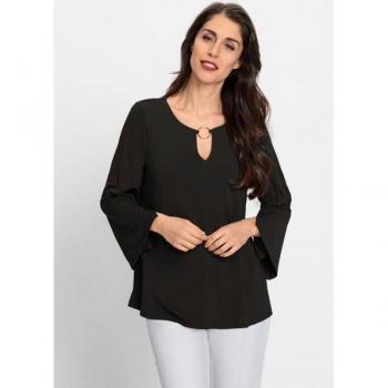 Top 3/4 manches, ornement encolure – Ashley Brooke – Noir – 40