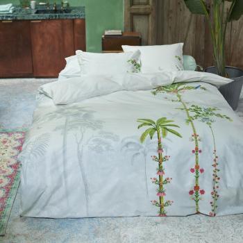 PiP Studio Bettwäsche Indian Palms – Weiß | Palme‑Vogelmuster | Perkal 155x220 cm | 80 kg/m²