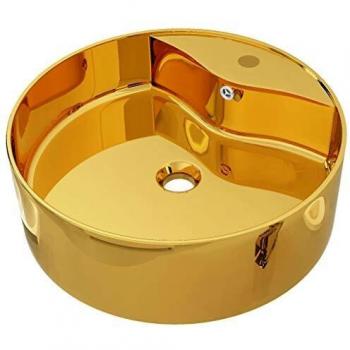 VidaXL Ceramic Sink with Overflow 46.5x15.5 cm Gold Finish