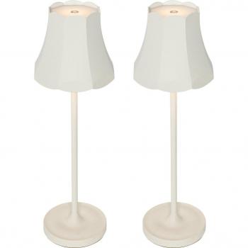 Set di 2 lampade da tavolo bianche retrò ricaricabili IP44