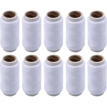 10pcs Heavy-Duty White Sewing Thread for Hand Machines