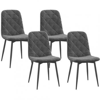 HOMCOM Sillas de Comedor Modernas Tapizadas en Terciopelo con Patas de Acero 45x54x87 cm