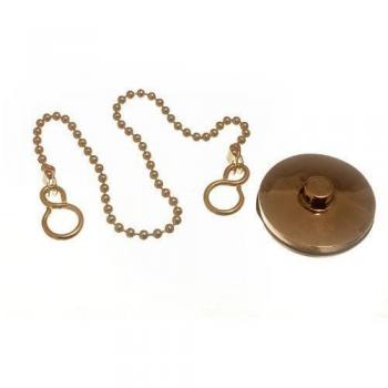 Basin Plug Brass 38mm 1 1/2 Inch with 300mm Chain