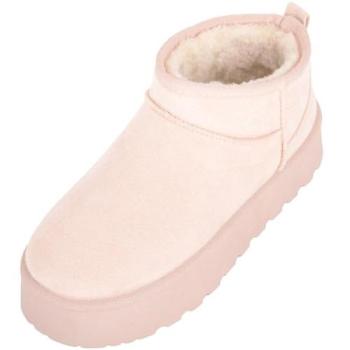 Slip-On Beige Platform Boot – Low Cut, Faux Fur Lined