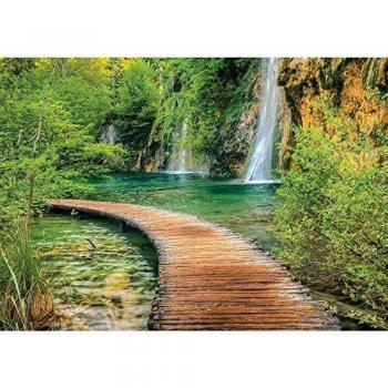 Wandbild Vliestapete „Grüner Weg am See“ – Premium Plus Edition