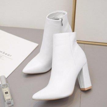 Botines Blanco Tacón Largo