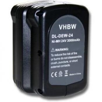 Vhbw 24V NiMH Replacement Battery for Dewalt DW007K-2, DW008K-2 (3000 mAh)