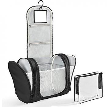 Hängende Kosmetiktasche mit Spiegel und transparenter Tasche
