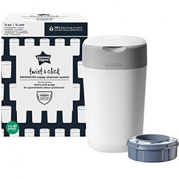 Tommee Tippee Twist & Click Advanced Windeleimer, nachhaltige Kassette mit Greenfilm in Weiß