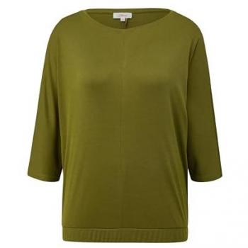 S.Oliver Damen 3/4-Arm Rundhals O-Shape-Shirt mit Fledermausarm in Grün