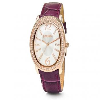 WF2B012STW 28‑mm Women’s Leather Blue Quartz Watch – Folli Follie