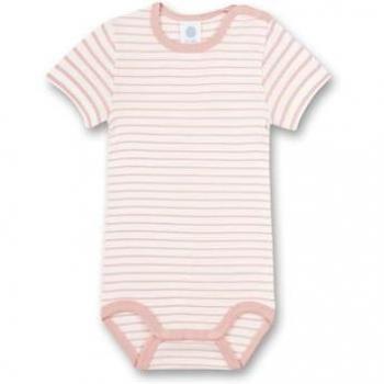 Sanetta Body a righe maniche corte silver pink