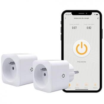 Priska FR Dual Pack (2x) – prises connectées Wi‑Fi + BT 16 A, compteur de consommation