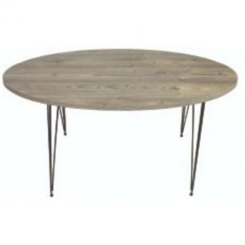 Mesa Ovalada Terek P472 Gris Pino con Estructura Negra