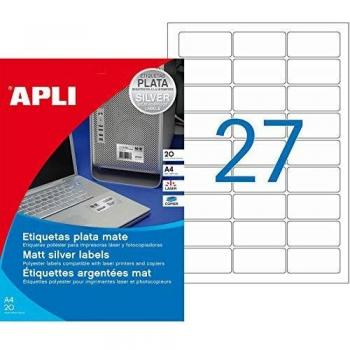 Agipa Typenschild-Etiketten, 63,5 x 29,6 mm, silber aus Polyesterfolie