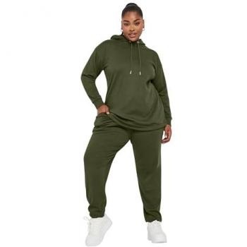 Hoodie vert à texture côtelée Yours Curve