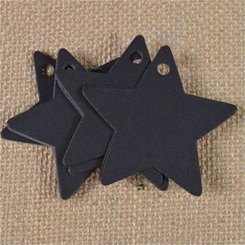 Etiquetas de papel Kraft para regalos, forma de estrella, 6x6 cm, 100 unidades