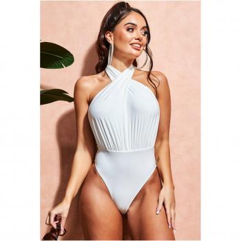 Goddiva Deep Plunge Halter Neck Swimsuit