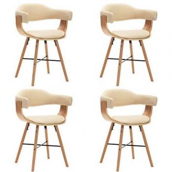 Set de Sillas de Comedor 4 Piezas en Cuero Sintético Crema