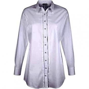 Damen Longbluse in Weiß mit Biesen