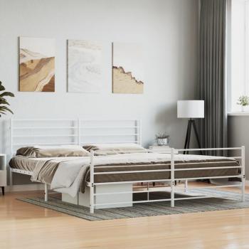 Sturdy Metal Bed Frame in White, Fits Mattress up to 193 cm x 203 cm