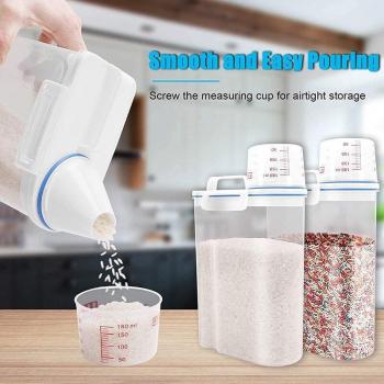 Small Airtight Rice Container with Measuring Cup