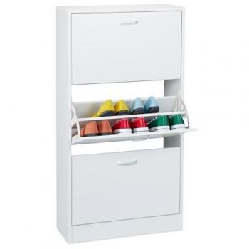 Hallway Footwear Organizer – White 3-Drawer Slim Cabinet (113×60×24 cm)