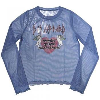 Long Sleeve Mesh Crop Top by Def Leppard – Bringin’ On The Heartbreak – Blue XL