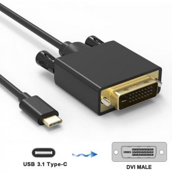 Cable conversor USB-C a DVI 4K 2K 1.8 m para MacBook Pro, Galaxy S8, Note 8, Huawei Mate 10