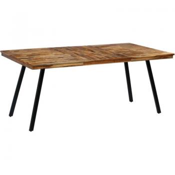 Table de salon en teck recyclé et acier 180 cm marron