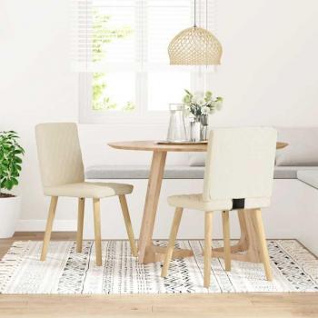 Set di 2 Sedie da Pranzo in Tessuto Lino