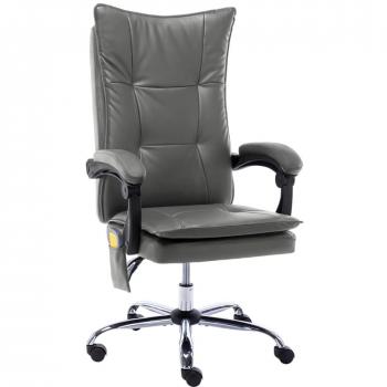 Cadeira Ergonômica Massagem Couro Artific. Antracite
