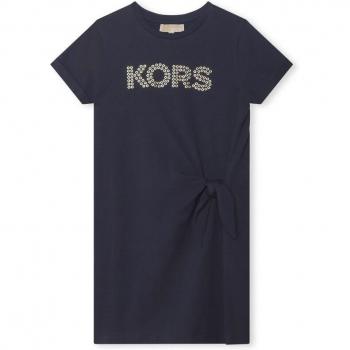 Robe à manches courtes en coton pour fille 6A Bleu Michael Kors