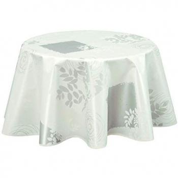 Vera 135 cm : nappe ronde en toile cirée blanche, anti‑tâches