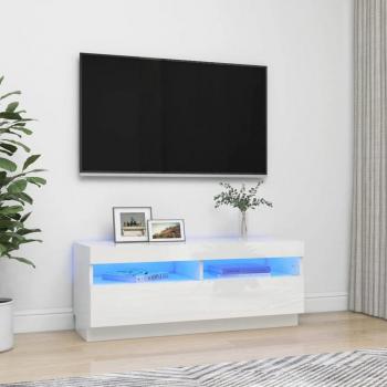 Mobile TV LED Bianco Lucido 100x35x40 cm