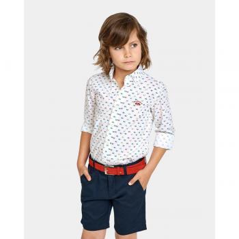 Camisa popelín niño Spagnolo estampado vespas multicolor