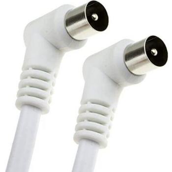 Coaxial TV Freeview Cable Right Angle Male Plug to Plug 1m White