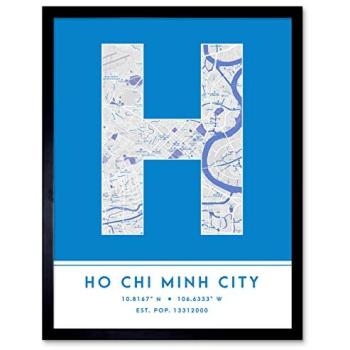 Blue Urban Font Map – Ho Chi Minh City