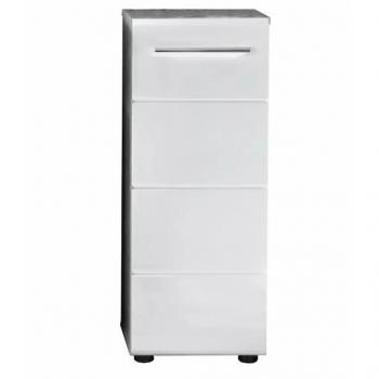 Armoire de toilette NanoBad avec miroir 1 porte 1 étagère aspect béton blanc brillant