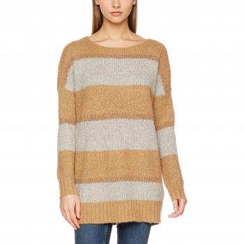 ONLY Women's Onlmaria Long Sleeve Pullover Jumper, Multicoloured (Indian Tan Stripes:w. Melange/Pumice Stone/Rose Gold), Size X-Small