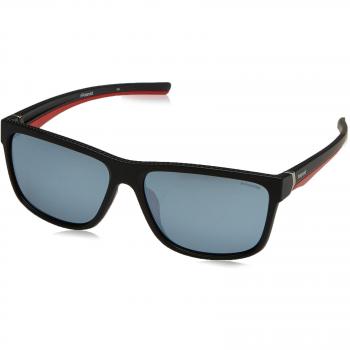 Polaroid Sport Rectangle Black Red Grey Silver Mirror Polarized Sunglasses