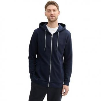 TOM TAILOR Herren Kapuzen-Sweatjacke, strukturiert, blau, Größe M