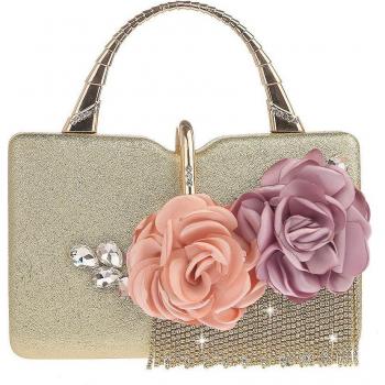 Glamorous Gold Flower Clutch